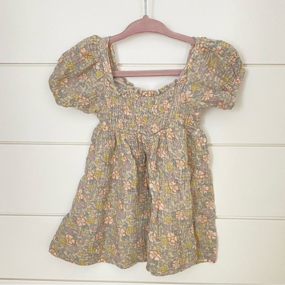 Gerber Floral Kids Casual Dress - Gray and Yellow